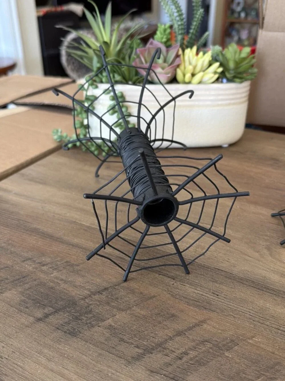 Black Metal Spiderweb Halloween Taper Candle Holder - Set of 2